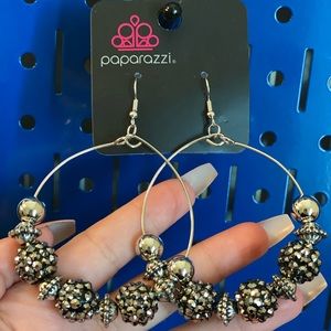Paparazzi black rhinestone hoops